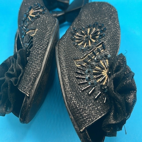 Pierre Dumas Serena Glittery Beaded black Heeled Mules Women Size 7M, open toe - Picture 4 of 8